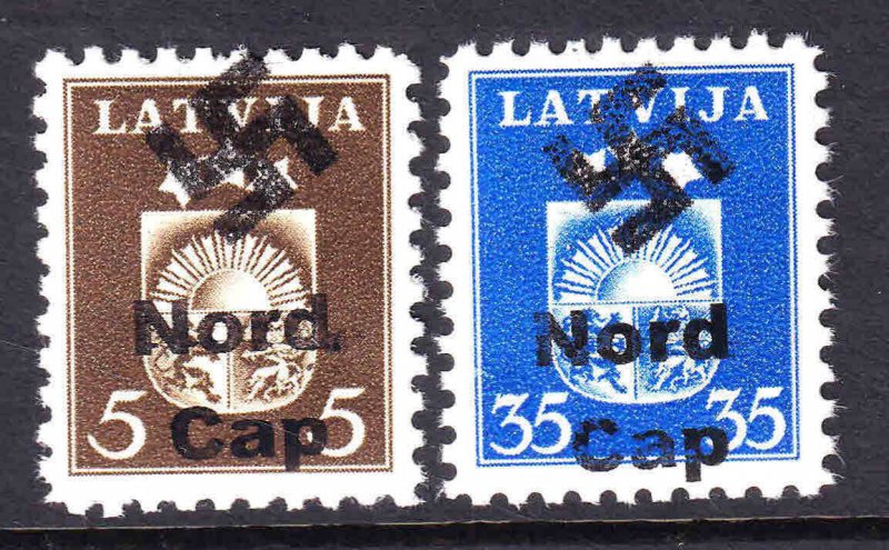 LATVIA 220, 226 NORD CAP OVERPRINTS OG NH U/M VF BEAUTIFUL GUM