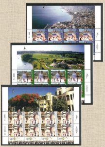 ISRAEL 2009 TEL AVIV CENTENNIAL 100 YEARS 3 SHEETS MNH