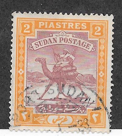 Sudan #37 2m dark brown & orange (U) CV $0.25