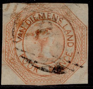 AUSTRALIA - Tasmania QV SG8, 4d orange, FINE USED. Cat £450.