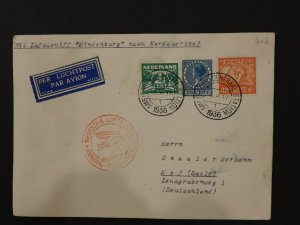 1936 Amsterdam Netherlands LZ 129 Hindenburg Zeppelin FFC Cover to USA Saale