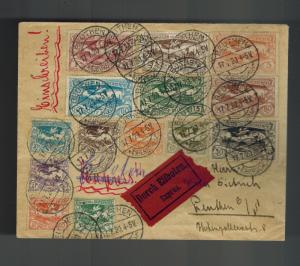 1920 Beuthen Schleswig Germany Cover Upper Silesia # 15-31 to Bentheim