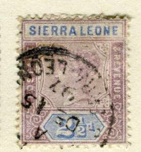SIERRA LEONE; 1896 early classic QV issue fine used 2.5d. value
