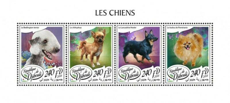 Djibouti - 2018 Dog Breeds - 4 Stamp Sheet - DJB18111a