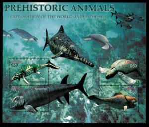 Liberia - 2004 - Prehistoric Animals - World under Sea - Sheet of 4 Stamps - MNH