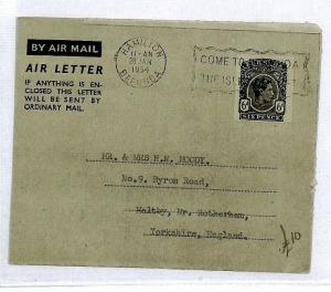 CS303 Bermuda KGVI 6d AIR LETTER Used 1954 Air Mail Cover {samwells-covers}