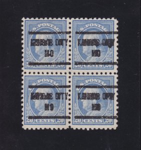 US 438 20c Franklin Used Block of 4 VF SCV $45