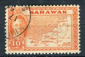 SARAWAK; 1940s early GVI pictorial issue fine used 10c. value