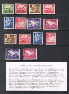 India Japanese Occupation 1942 JSCA imperf. 1-9(miss 6) & perf. 2-9 MH - Sacrce