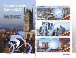 Sierra Leone - 2022 Commonwealth Games, London - 3 Stamp Sheet - SRL220545a