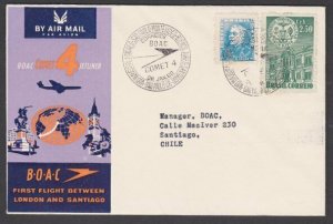 BRAZIL 1960 BOAC First flight cover to Santiago Chile.......................N680