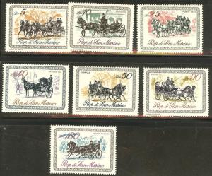 San Marino Scott 703-709 MH* 1969 coach stamp set