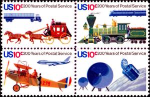 1975 10c Postal Service Bicentennial, Block of 4 Scott 1572-75 Mint F/VF NH