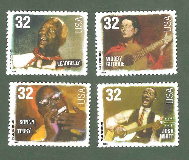 3212-15 Folk Musicians Set Of 4 Mint/nh Free Shipping (A-189)