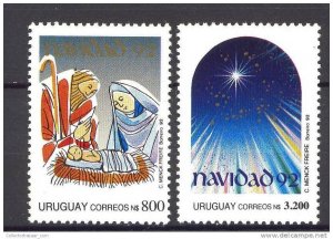 URUGUAY Sc#1434/5 MNH STAMP Christmas nativity star sky - navidad estrella