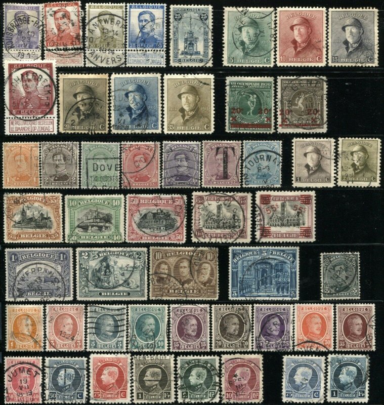 Early BELGIUM Postage Stamp Collection 1866-1925 Europe Used