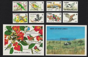 Gambia West African Birds 8v+2 MSs 1989 MNH SG#868-MS876