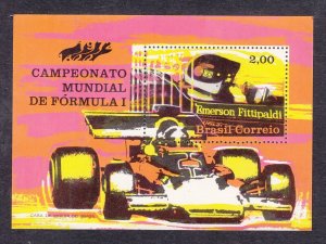 Brazil Sc 1247 MNH. 1972 Emerson Fittipaldi Formula 1 Auto Racing souvenir sheet