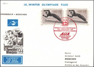 Austria Innsbruck to Munich IX Winter Olympic 1964 Flight Cover