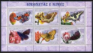 Mozambique 2007 Butterflies & Flowers perf sheetlet c...