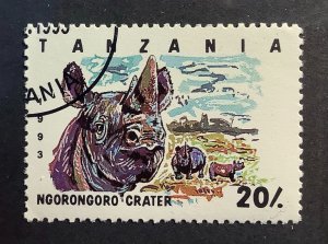Tanzania 1993 Scott 1185 CTO - 20sh, Ngorongoro Crater, Black Rhinoceros