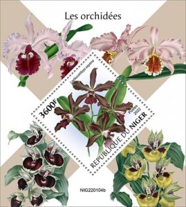 Niger - 2022 Orchid Flowers on Stamps - Stamp Souvenir Sheet - NIG220104b