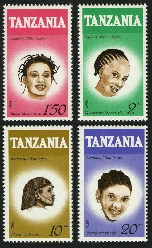 Tanzania 346-349,350,MNH.Michel 386-389,Bl.63. Hair styles 1987.