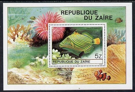 ZAIRE - 1980 - Tropical Fish - Perf Miniature Sheet - Mint Never Hinged