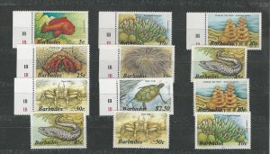 Barbados, Postage Stamp, #642//643e Mint NH (12 Different), 1985-8 Fish Sea