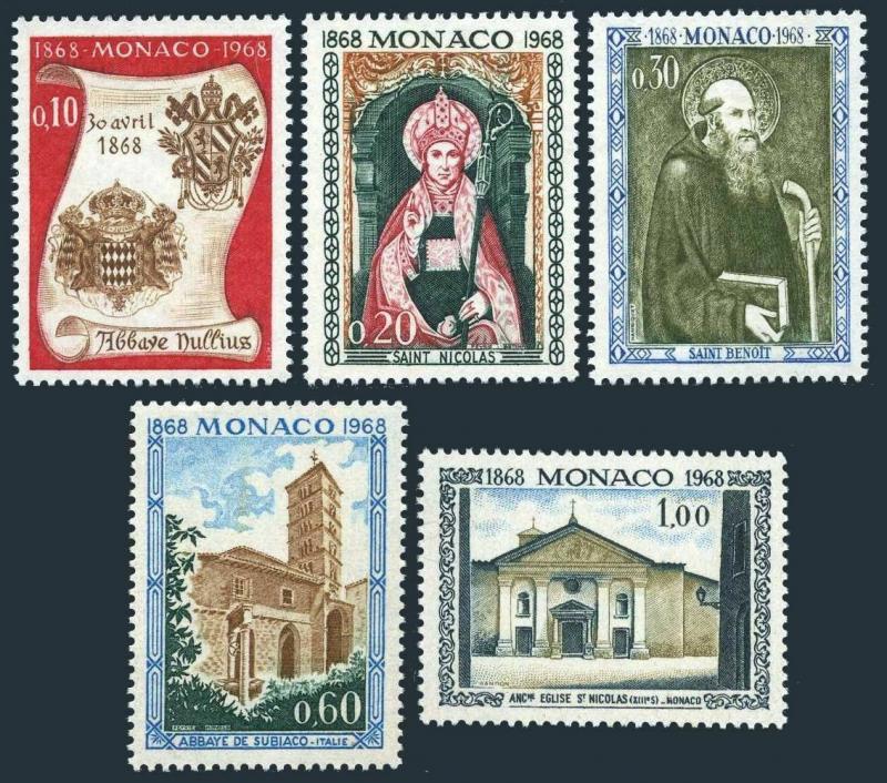 Monaco 684-688,MNH.Michel 891-895. St Nicholas Church,Abbey Nullius,1968.Arms.