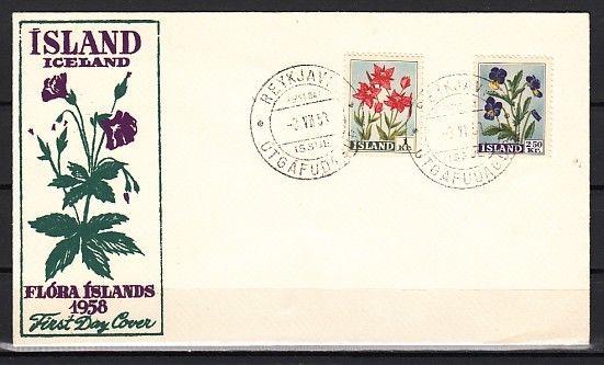 Iceland, Scott cat. 309-310. Various Flowers issue on a First day cover.