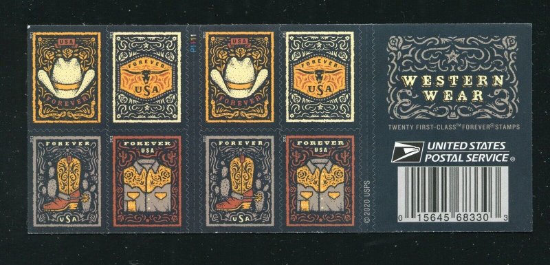 5616 - 5618 Western Wear Booklet of 20 Forever Stamps 2020 MNH 