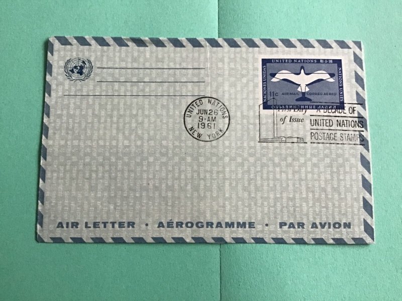 United Nations New York 1961 Air Mail Stamp Cover R42778 