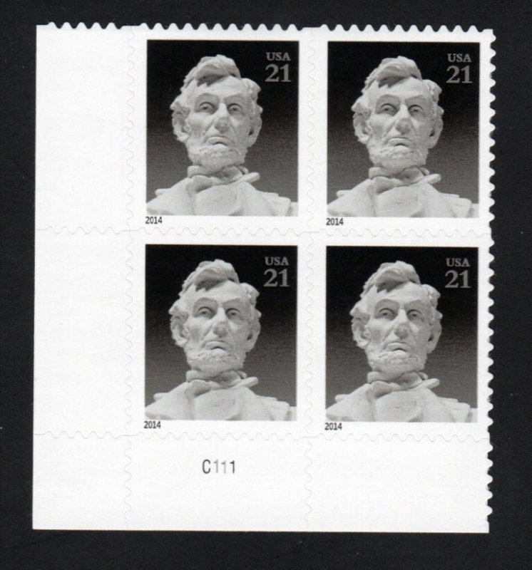 SC# 4860 - (21c) - Lincoln - MNH - plate block/4