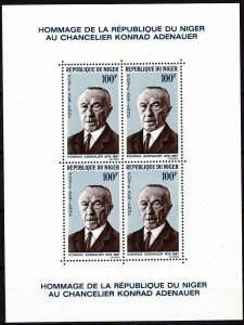 NIGER 1967 Chancellor Adenauer, Germany. In Memory. Joint Issue. Souv/Sheet, MNH