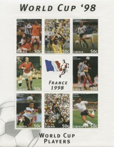 Liberia 1997 - SC# 1301 World Cup, Maradona, Football - Sheet of 8 Stamps - MNH