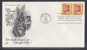 United States Scott 1615 Art Craft FDC - 1976 7.9c Bulk Rate Coil