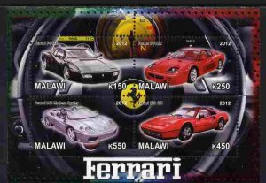 MALAWI - 2012 - Formula I Cars - Perf 4v Sheet - MNH - Private Issue