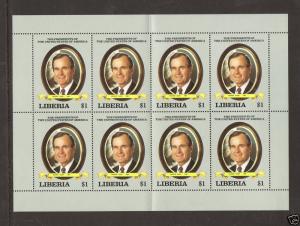 Liberia Sc 1113 MNH. 1989 $1 Pres. George H.W. Bush, sheet of 8