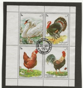 Thematic Stamps  Birds . Sharjah 1972 Ducks-Fowl sheet of 4 used