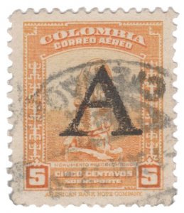 COLOMBIA AIRMAIL STAMP 1950. SCOTT # C186. USED.