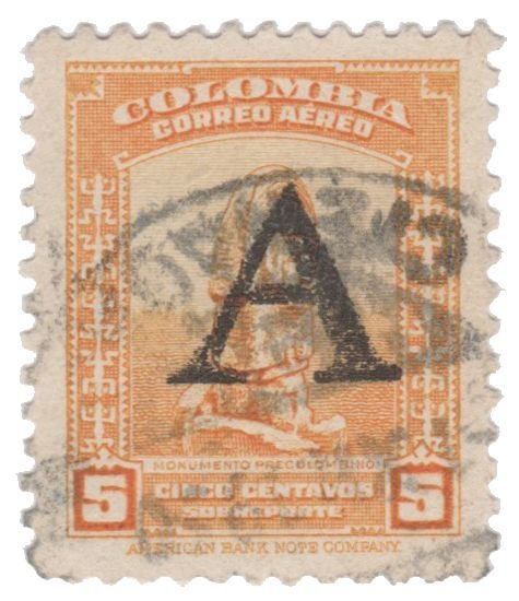 COLOMBIA AIRMAIL STAMP 1950. SCOTT # C186. USED.