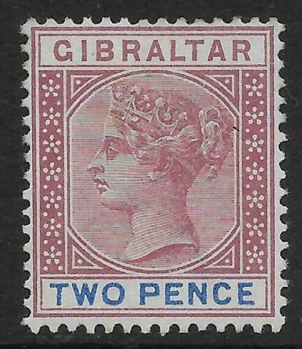 GIBRALTAR SG41 1898 2d BROWN-PURPLE & ULTRAMARINE MTD MINT 