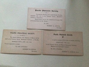 United States Pacific Philatelic Society 1901 three  postal card Ref 66825