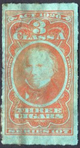 TC652a Series 107: 3 Cigars, Class A Tax Stamp (1937) Used