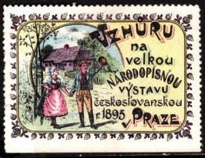 1895 Czech Poster Stamp Go To The Great Ethnographic Exhibition Prague