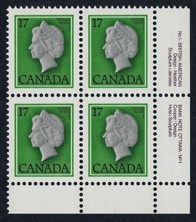 Canada 789 BR Block, Plate 1 MNH Queen Elizabeth