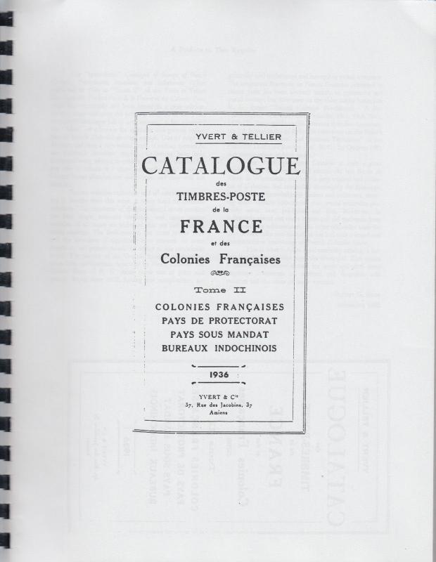 Catalog of Postage Stamps of French Colonies & Protectorates, Yvert & Tellier