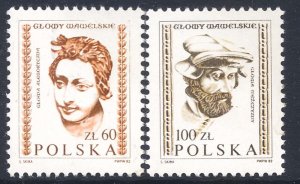 Poland 1982 Sc 2536-7 Wawel Castle Carved Woman's Man's Head Stamp MNH