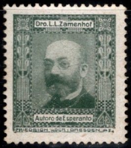 Early (About 1910) Poster Stamp Universal Esperanto Association L.L. Zamenhof